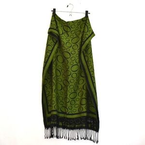 100% Cashmere Green and Navy Large Scarf / Wrap